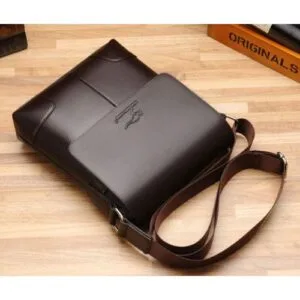 Crossbody Bag Men - Leather Messenger Sling with Multi-Pocket Design - Brown