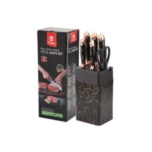 7PCS Stainless Steel Kitchen Knife Set With Knife Holder Ceramics Handle Knives Set