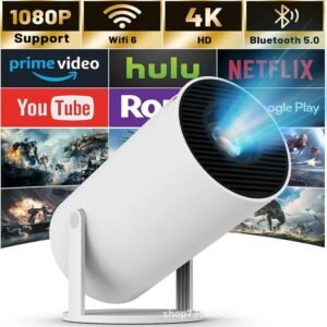 Smart Mini Projector With WiFi And Bluetooth,4k Portable Projector, 180° Rotating Adjustment With Android, Home Videoprojector With Auto Keystone Correction