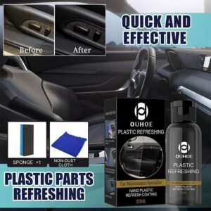 Crystal Coating Car Refresher Agent Maintenance Wax Plastic Plastic Parts Renovation Agent, Crystal Coating for Car Plastic Parts, Car Plastic Restorer Cleaning With Foam and Towel