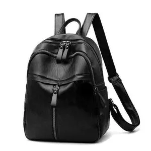 Mini Casual Daypack with Adjustable Straps - Women's PU Leather Backpack