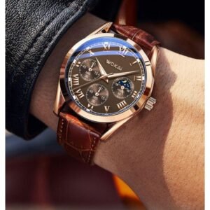 Men's Genuine Leather Wristwatch - Waterproof Quartz Wristwatch
