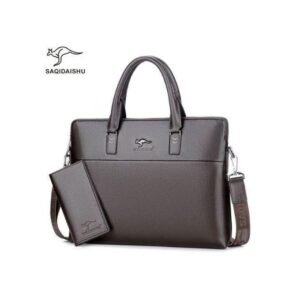 Briefcases Office Quality Leather Handbag Messenger Laptop Shoulder Bags For Men Brown
