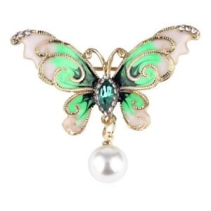 Butterfly Brooch Jewelry Rhinestone Pearl Brooches Pin For Women