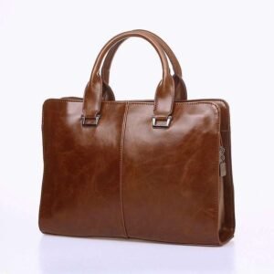Briefcases Office Quality Leather Handbag Messenger Laptop Shoulder Bags For Men Brown