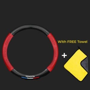 Toyota Carbon Fiber Genuine Leather Steering Wheel Cover Anti-Slip Tight Grip For Toyota Veichles