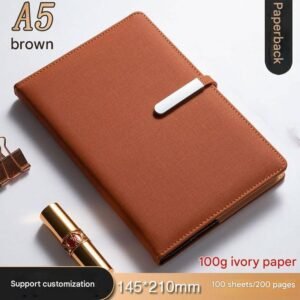 A5 Journal Book Notepad Writing Note Daily Diary Pen Holder Buckle - Brown