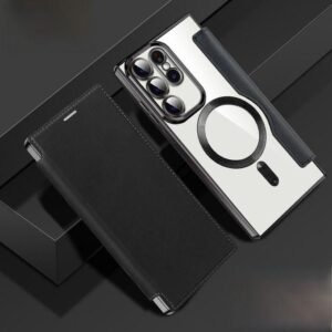 Samsung Galaxy S24 Ultra Premium Leather Magnetic MagSafe Charging Pouch Case - S24 Ultra Full Phone Protector Case Pouch