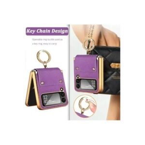 Samsung Galaxy Z Flip 4 Phone Case Slim Hard Cover With Ring Holder Premium Leather Case For Samsung Galaxy Z Flip 4 - Ring Kickstand, Metal Inserted And Stylish Protection For Samsung Galaxy Z Flip 4