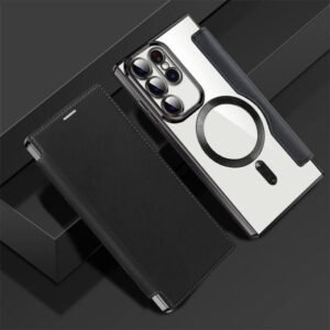 Samsung Case For Samsung Galaxy S24 Ultra Magsafe Slim Fit Flip Protective PU Leather Wallet Case Transparent Case With Card Slots RFID Anti-Theft Case Cover
