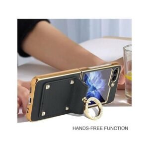 Samsung Galaxy Z Flip 5 5G Phone Case Slim Hard Cover With Ring Holder Premium Leather Case