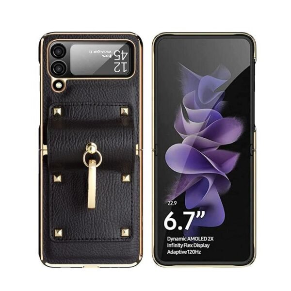 Samsung Galaxy Z Flip 3 Premium PU Leather Back Cover – Full Protection Z Flip 3 Pouch Back Case