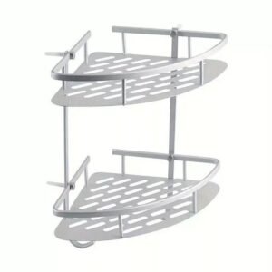 2 Steps Multipurpose Bathroom/Kitchen Wall Mounted Corner Storage Rack - Anti-Rust Organiser Rack