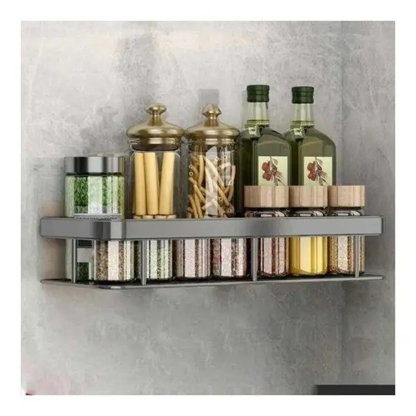 2 layers Bathroom Rack Shelf With Towel Hanger - No Drill Wall Mounted Corner Rack - Toilet Storage Rack Anti - Rust Aluminum Bathroom - Image 2