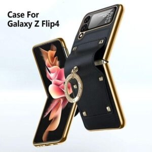 Samsung Galaxy Z Flip 4 Phone Case Slim Hard Cover With Ring Holder Premium Leather Case For Samsung Galaxy Z Flip 4 - Ring Kickstand, Metal Inserted And Stylish Protection For Samsung Galaxy Z Flip 4