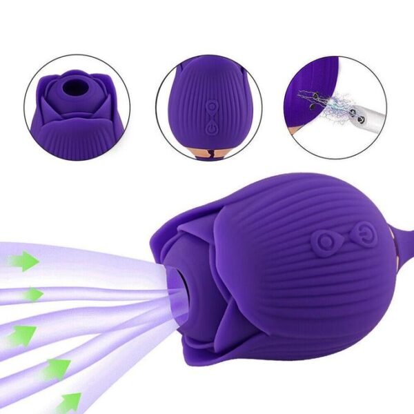 Rose Oral Clit Licking G-Spot Vibrator Dildo Sex Toys for Women Clitoris Stimulator Nipple Sucker Rose Vibrator With Dildo Thrusting Vibrator Rose Sex Toys Licking Nipple Breast Couple Erotic Sex Toy Waterproof 2 in 1 Rechargeable Handheld Massager - Image 8